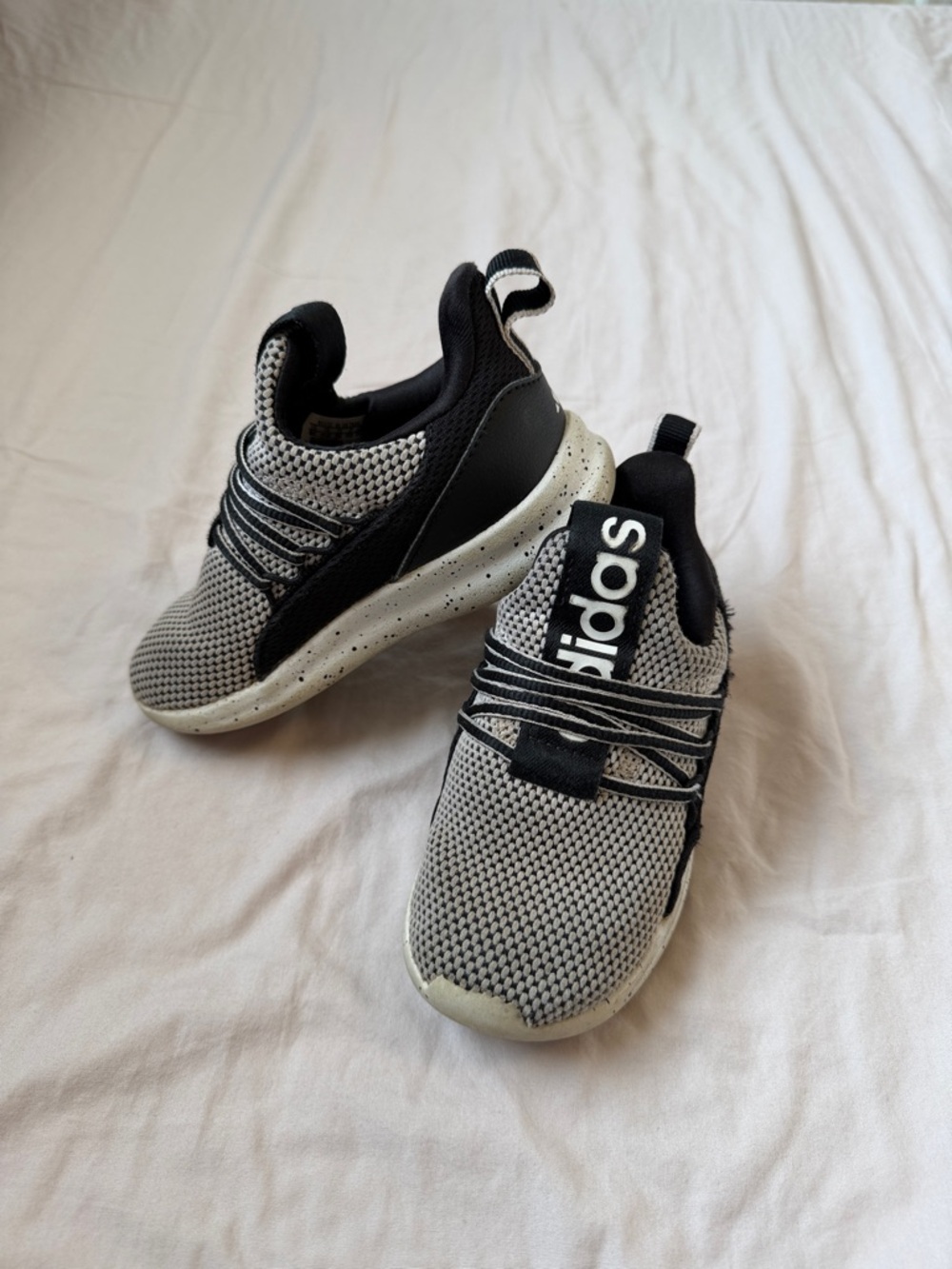 adidas Kids Black and Grey Slip-On Knit Sneakers